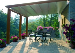 περγκολα με σταθερα υφάσματα